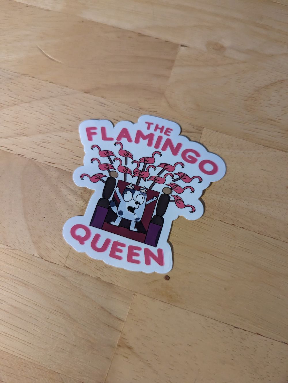 The Flamingo Queen Muffin Glossy Sticker